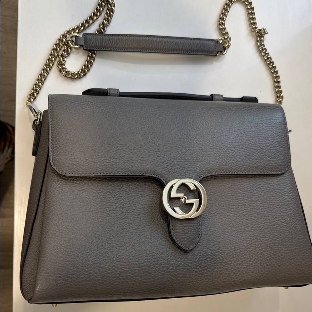 Gucci Gray Leather Shoulder Bag